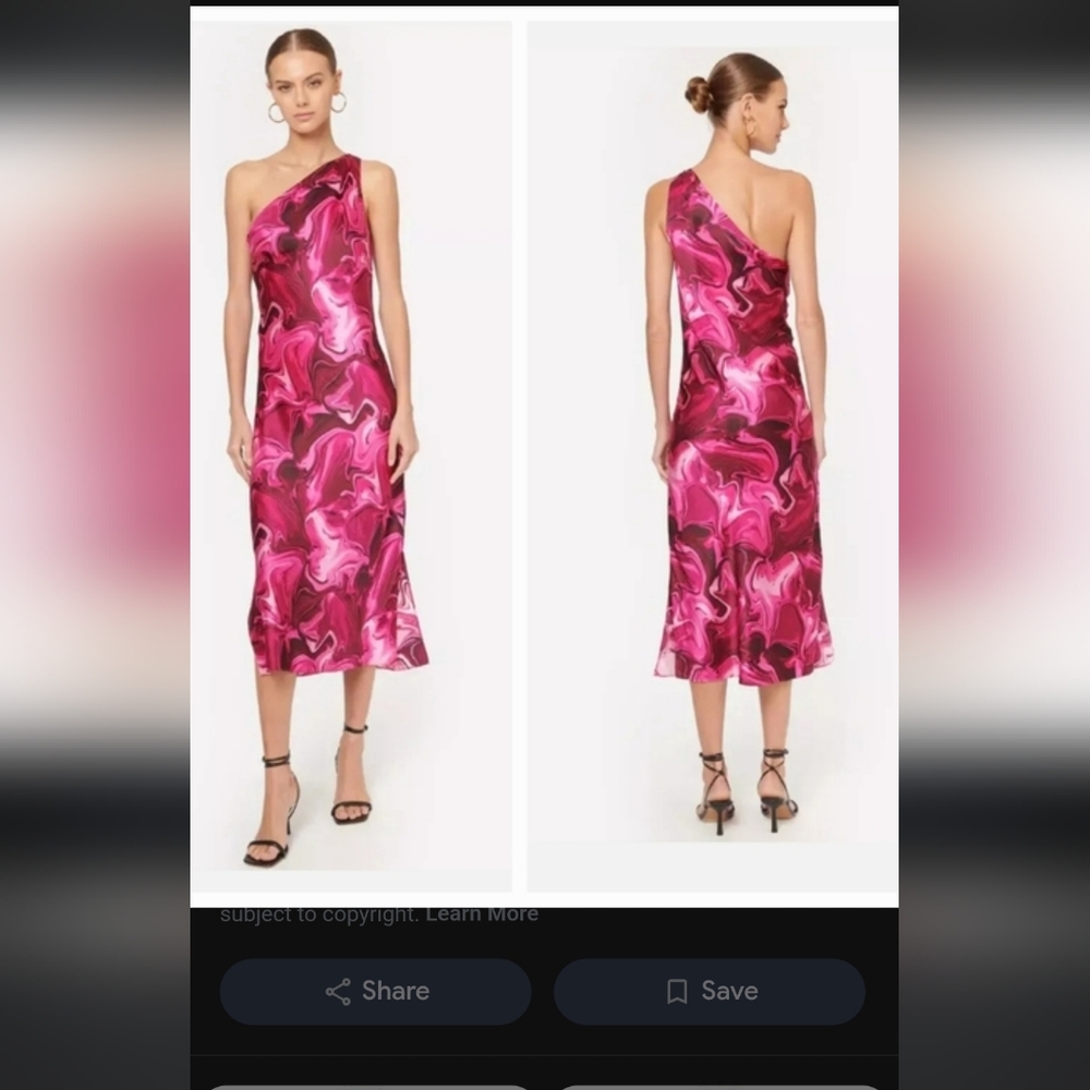 Cami One-Shoulder Pink Swirl Anges Dress Size M